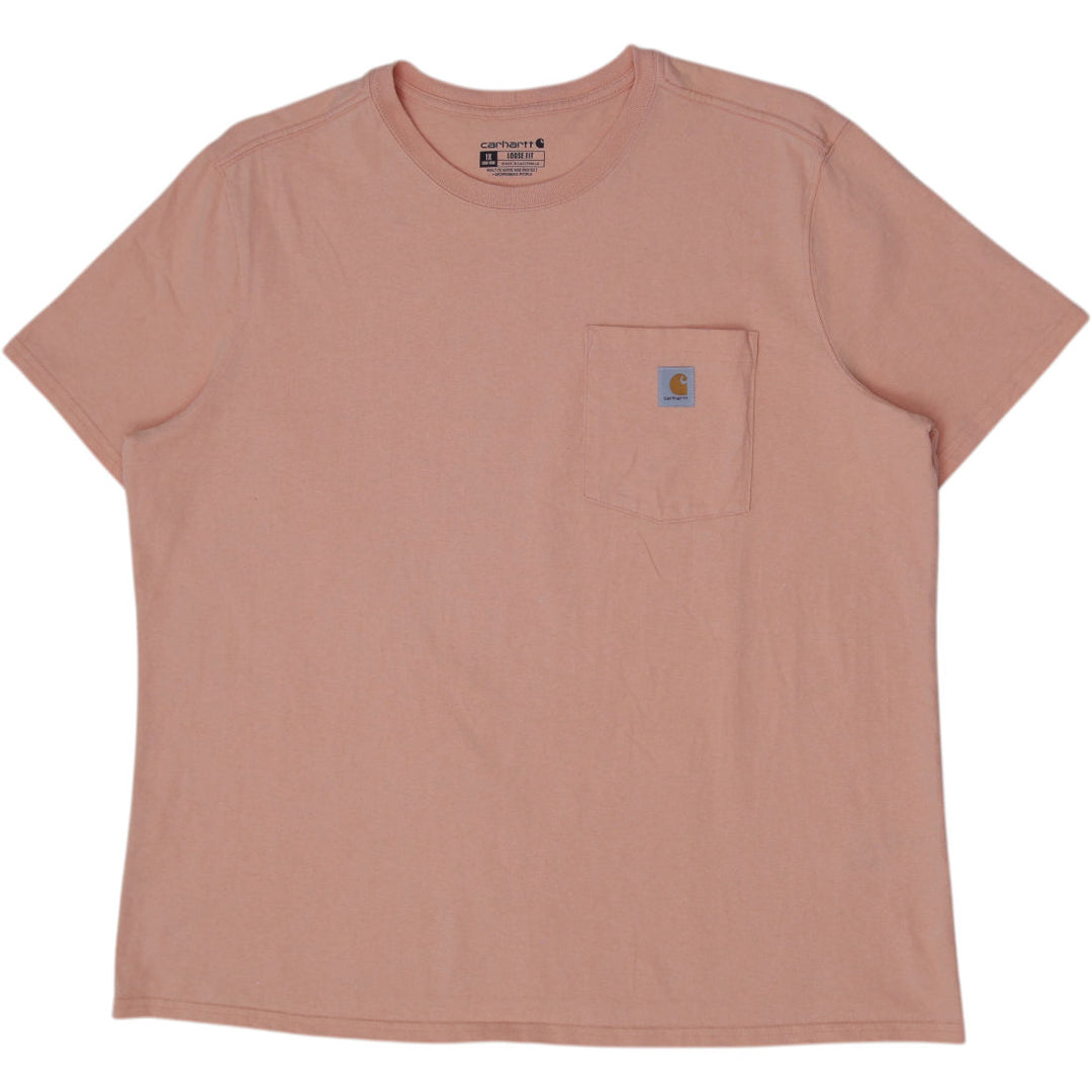 Ladies Carhartt 103067 Q20 Loose Fit Workwear Pocket T-Shirt Peach Size 16W-18W