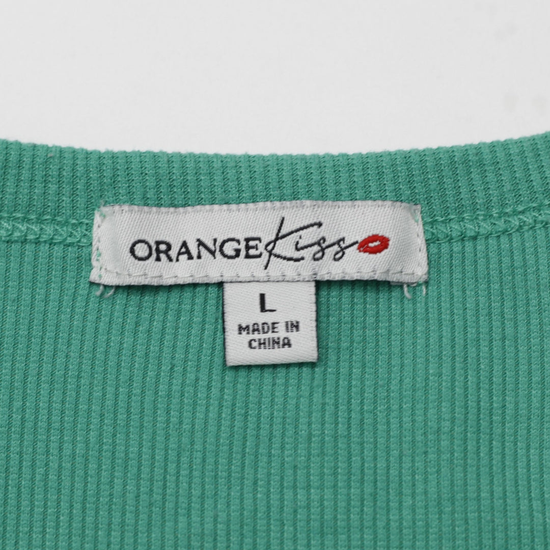 Y2K Ladies Orange Kiss Slim-Fit Ribbed California 1979 Graphic Baby Tee Size S