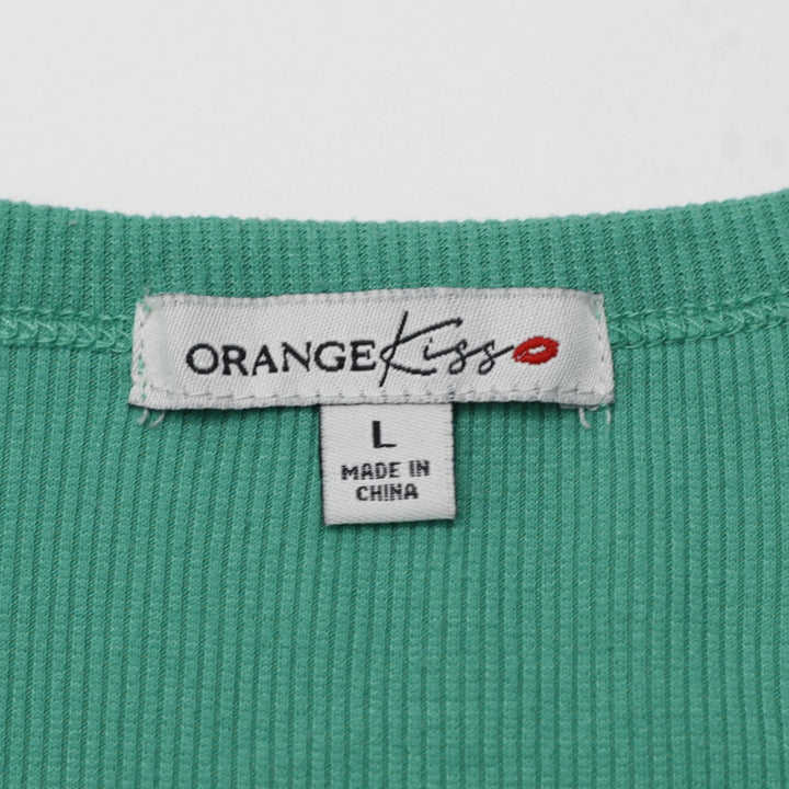 Y2K Ladies Orange Kiss Slim-Fit Ribbed California 1979 Graphic Baby Tee Size S