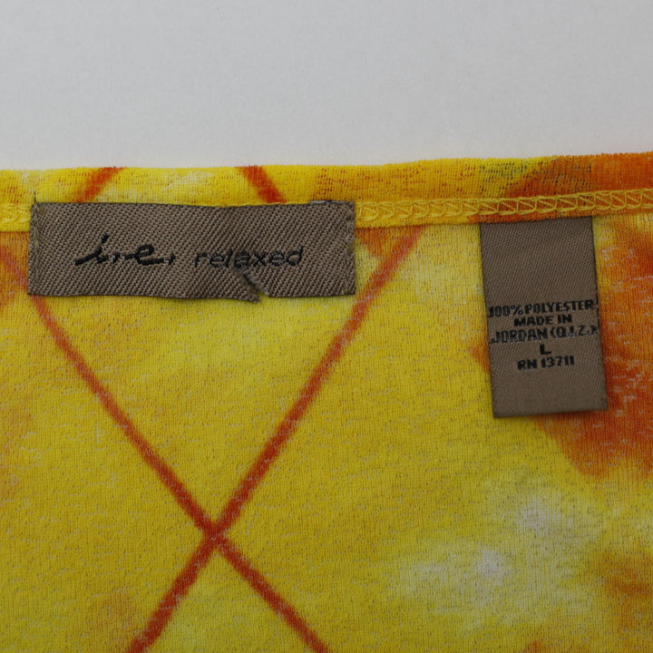 Y2K Ladies i.e. Relaxed Argyle Diamond Print Long Sleeve Mesh Top Size XL