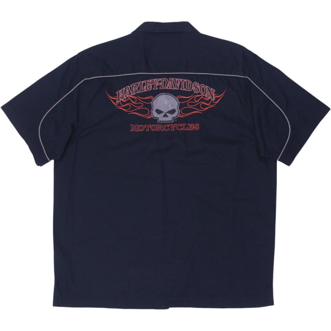 Mens Harley Davidson Shirt Black Embroidered Skull Graphic | Migration_Shirts - Side View | Fashion Rerun