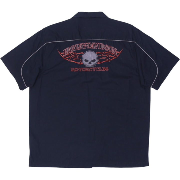Mens Harley Davidson Shirt Black Embroidered Skull Graphic | Migration_Shirts - Side View | Fashion Rerun