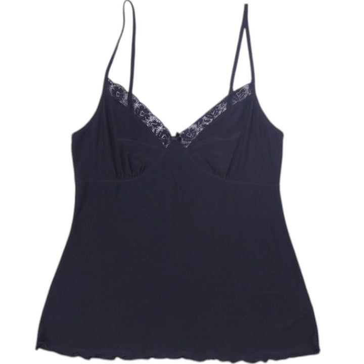 Y2K Ladies Black Lace-Trim Strappy Camisole Stretchable Size M