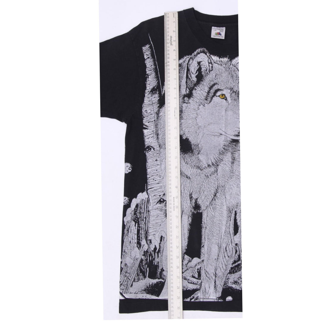 Vintage Mens Fruit of the Loom T-Shirt Black Wolf Graphic Nature | Migration_T-Shirts - View 7 | Fashion Rerun
