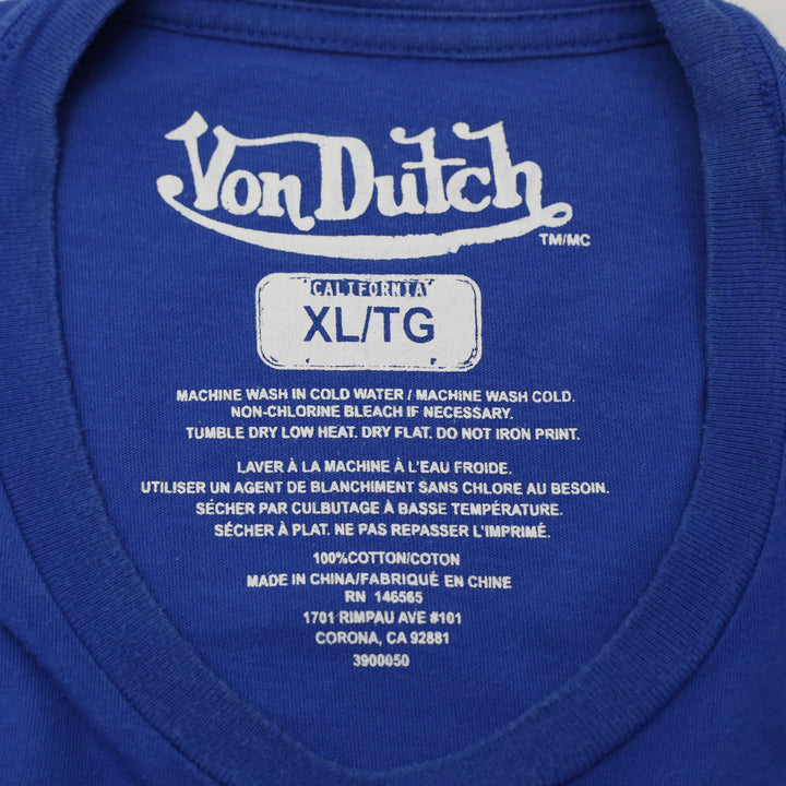 Mens Von Dutch California Blue Classic Spellout Logo Size XL