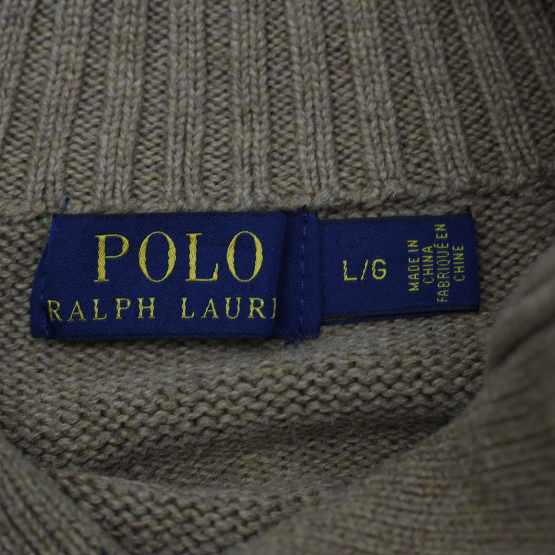 Mens Polo Ralph Lauren Sweater Brown Button Up Cotton Knit