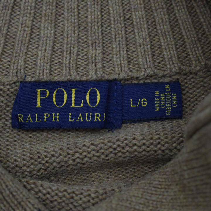 Mens Polo Ralph Lauren Sweater Brown Button Up Cotton Knit