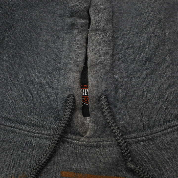 Mens Harley-Davidson Graphic Pullover Hoodie Charcoal Grey Size XL