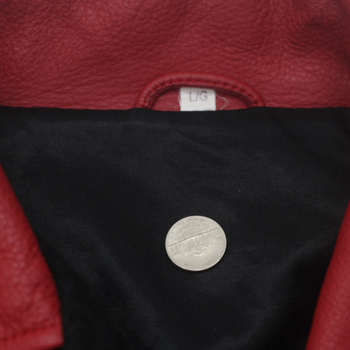 Vintage Dodge Leather / Wool Varsity Jacket Size L, Black Red - Fashion Rerun Vintage Migration_Jacket