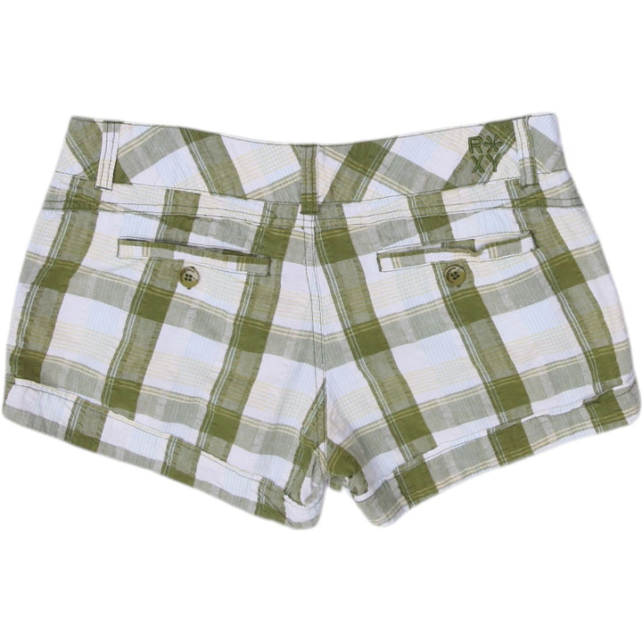 Y2K Ladies Bermudas Green Plaid Casual Shorts Size 9 | Migration_Shorts - Side View | Fashion Rerun
