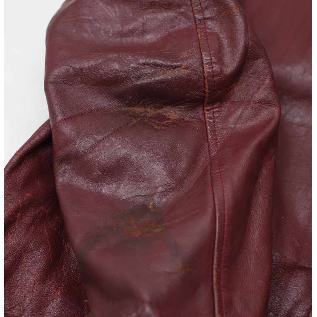 Vintage Leather Varsity Jacket Maroon Football Patched | Migration_Jackets - View 8 | Fashion Rerun