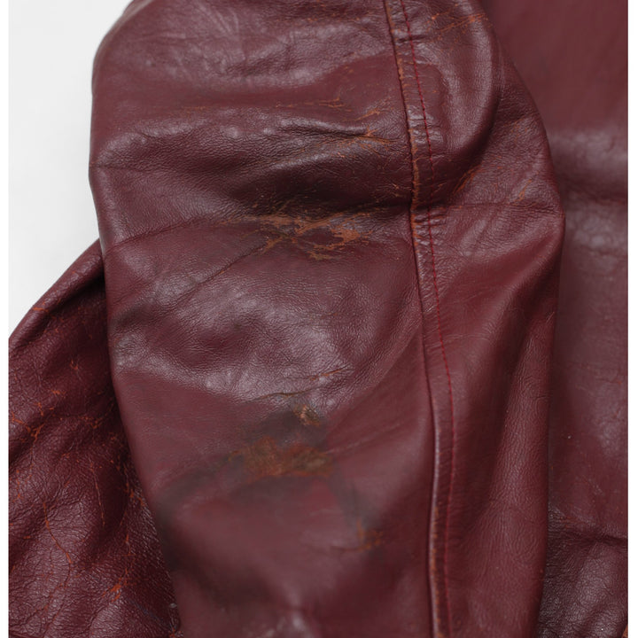 Vintage Leather Varsity Jacket Maroon Football Patched | Migration_Jackets - View 8 | Fashion Rerun