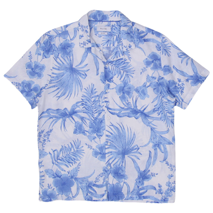 Mens Floral 100% Linen Short Sleeve Shirt