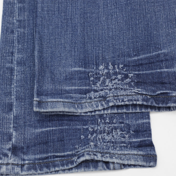 Y2K Ladies Rock and Roll Cowgirl Flare Jeans Blue Low Rise Size 29X34