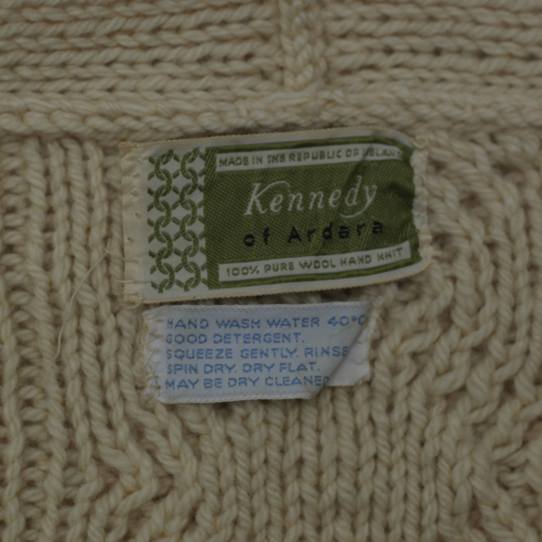Vintage Kennedy Of Ardara Hand-Knit Irish Wool Cardigan Sweater Cable Knit Unisex - Fashion Rerun Vintage Migration_Sweaters