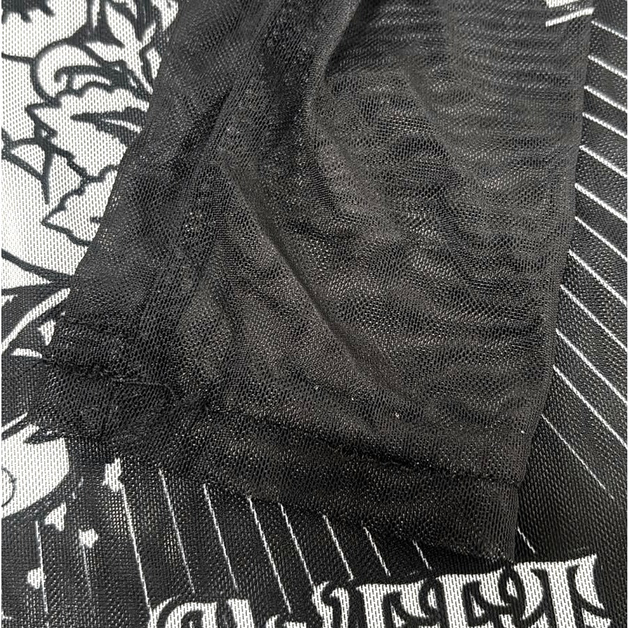 Y2k ladies Betty Boop Tattoo Flash Sheer Mesh Long Sleeve Crop Top Size L