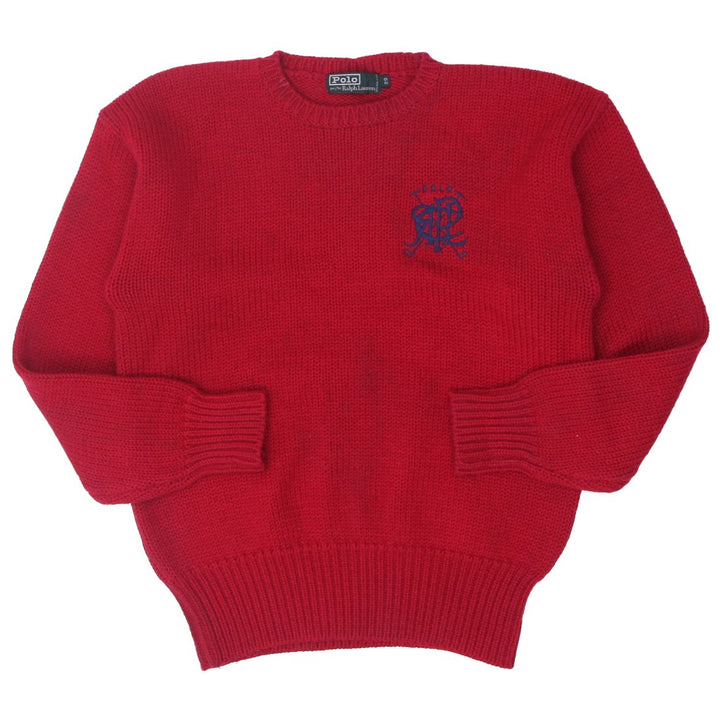 Vintage Embroidered Polo Ralph Lauren Logo Knitted Red Sweater