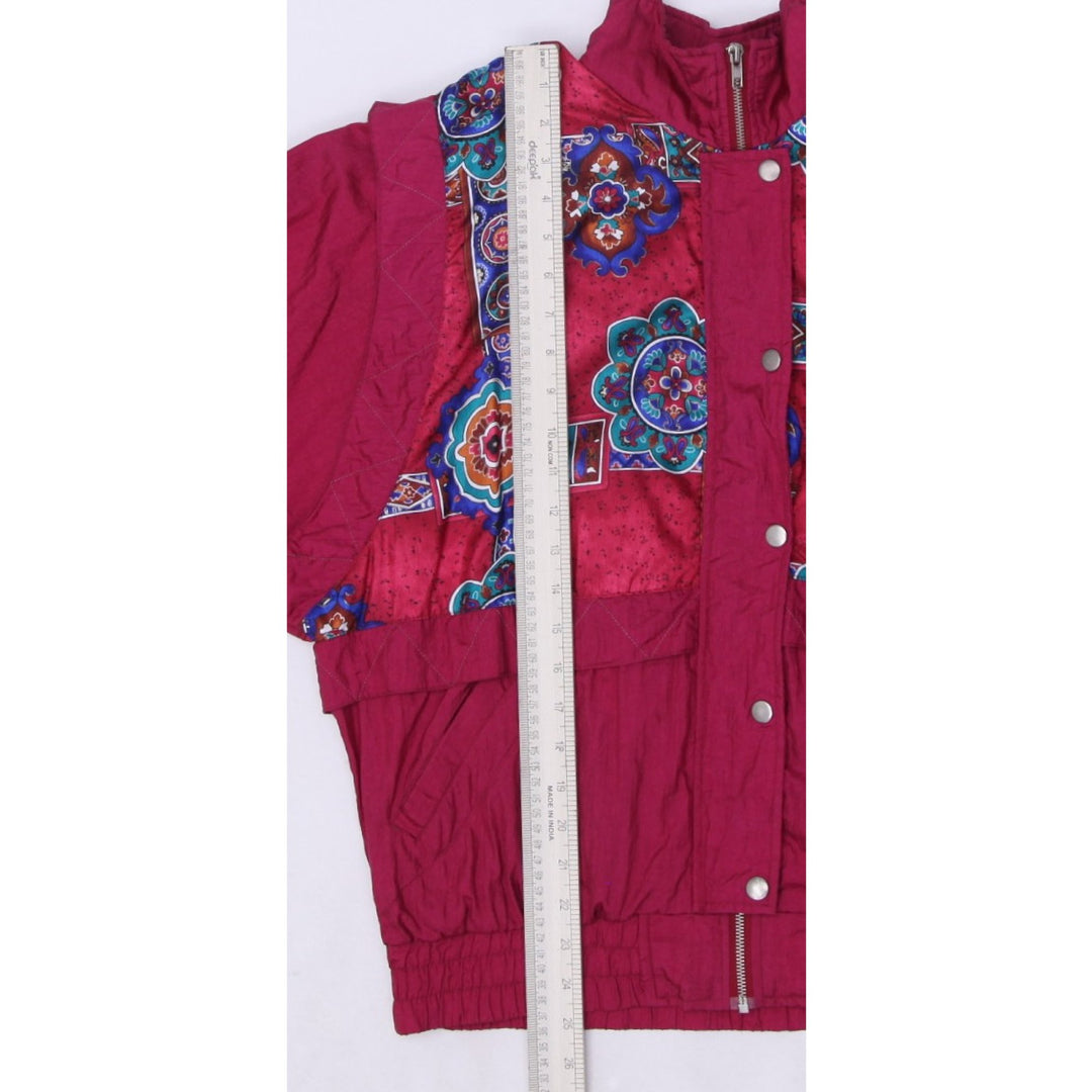 Ladies Cabazon Windbreaker Maroon Patterned Floral Lightweight Jacket Size M