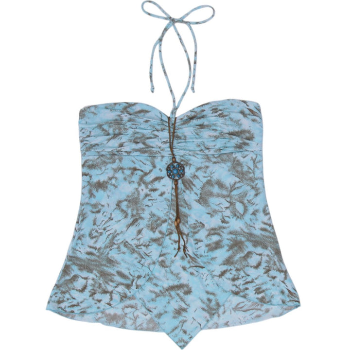 Y2K Ladies Venus Strapless Tie Dye Boho Halter Top Size L