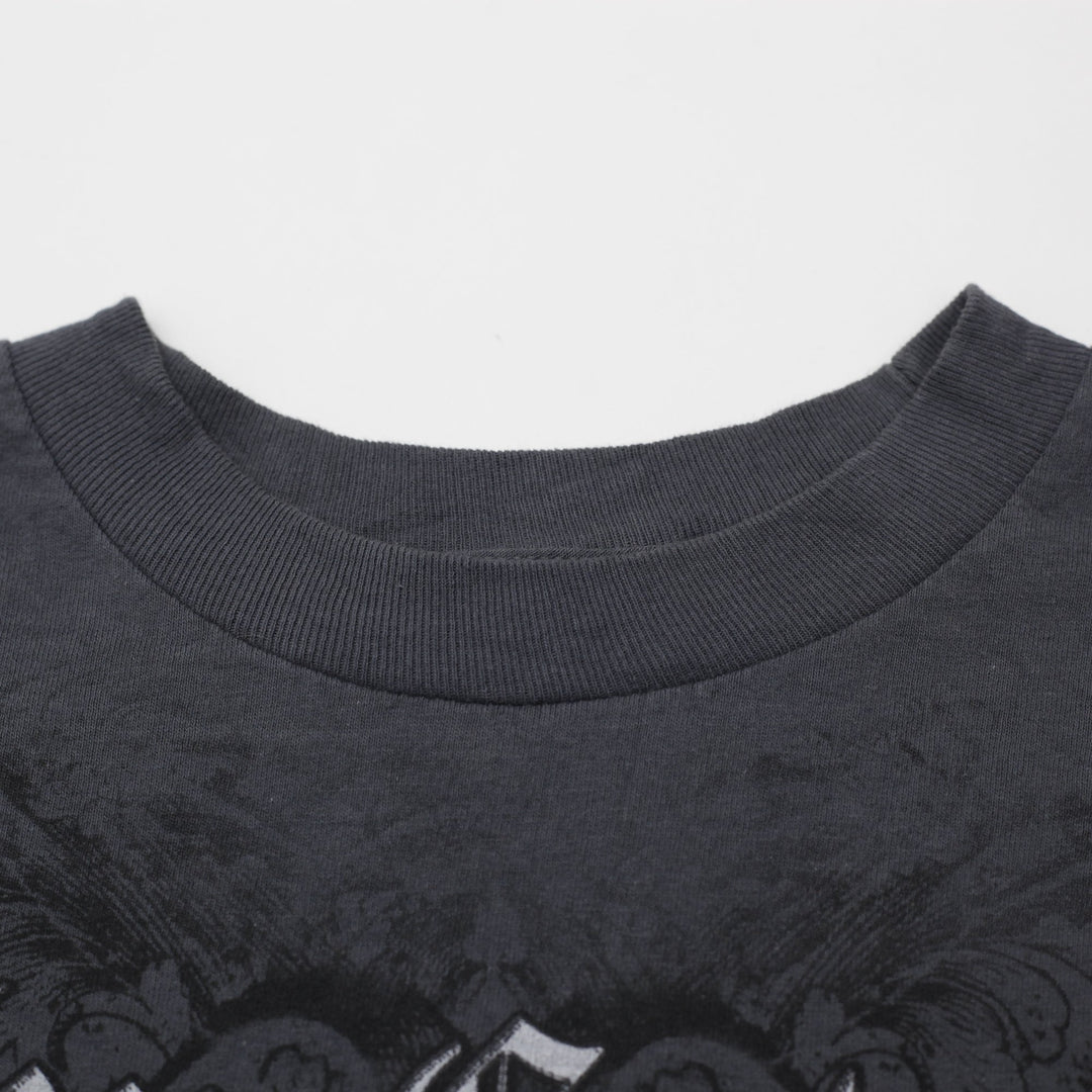 Y2K Mens FUBU T-Shirt Gray Graphic Print Crew Neck Cotton Size S