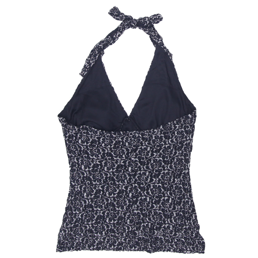 Y2K Le Chateau Halter Neck Black & White Top - Fashion Rerun Vintage Migration_Tops