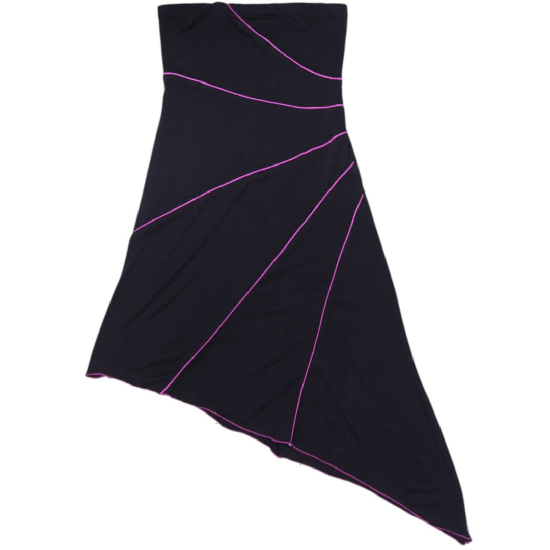 Y2K Ladies Contrast Piping Asymmetrical Dress Size L USA