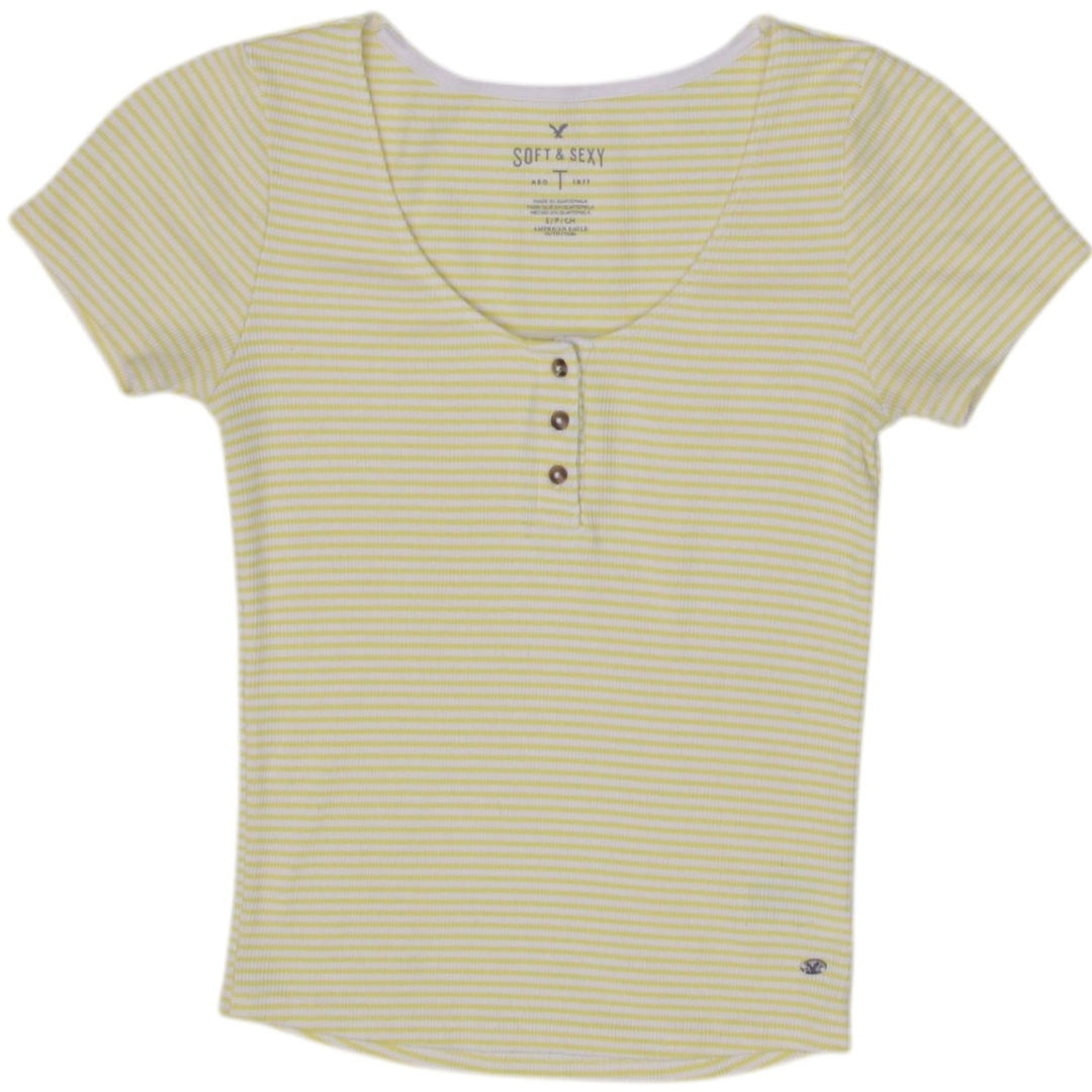 Y2K Ladies American Eagle Soft & Sexy Striped Tee Size S | Migration_Y2K Tops | Fashion Rerun