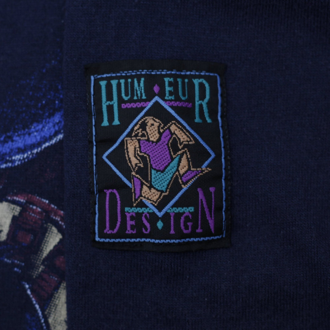 Vintage Humeur Design Stef Mosino T-Shirt Navy Blue Graphic Cartoon Print | Migration_T-Shirts - Detail View | Fashion Rerun
