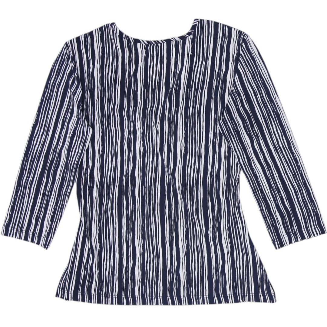 Y2K Ladies Jessica Striped O-Ring V-Neck Top Size Petite XS / 4P