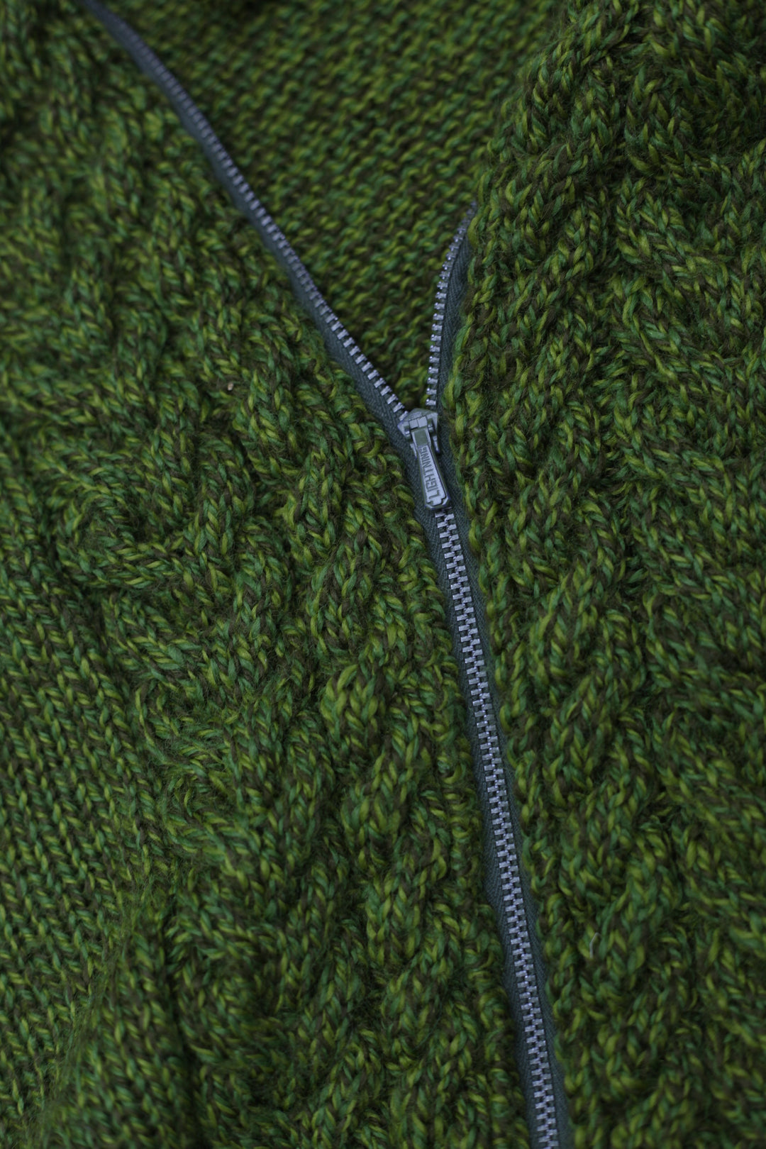 Vintage Green Knitted Full Zip Sweater