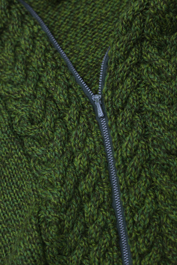 Vintage Green Knitted Full Zip Sweater