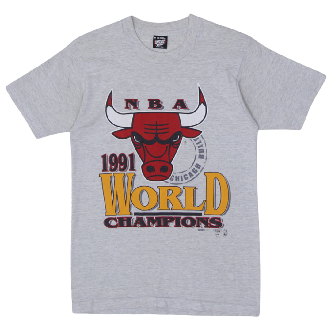 1991 Vintage NBA Chicago Bulls World Champions T-Shirt S.Stitch Made In USA M - Fashion Rerun Vintage Migration_T-Shirt