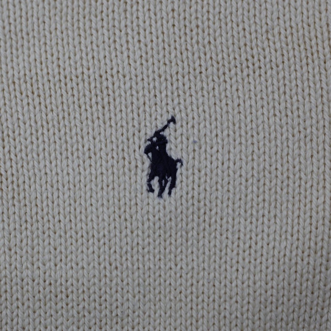 Vintage Mens Ralph Lauren Off White Cotton Logo Sweater Size L | Migration_Knitwear & Sweaters RL Collection | Fashion Rerun