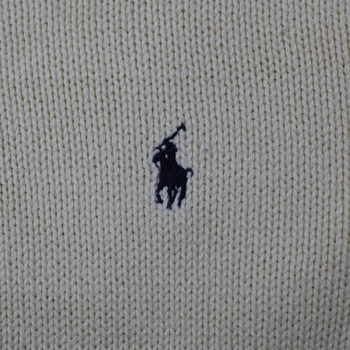 Vintage Mens Ralph Lauren Off White Cotton Logo Sweater Size L | Migration_Knitwear & Sweaters RL Collection | Fashion Rerun