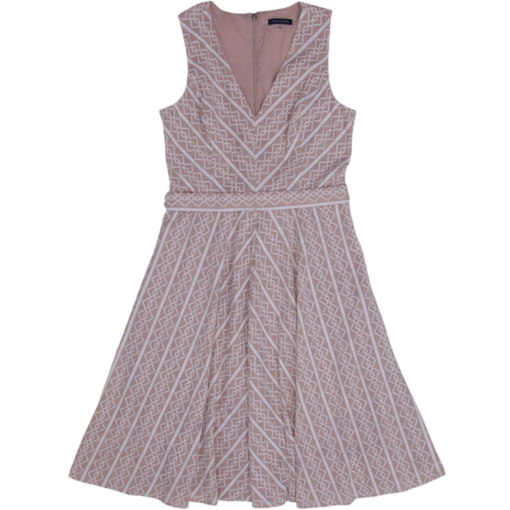 Y2K Ladies Tommy Hilfiger Geometric Embroidered Fit & Flare Dress Size 6