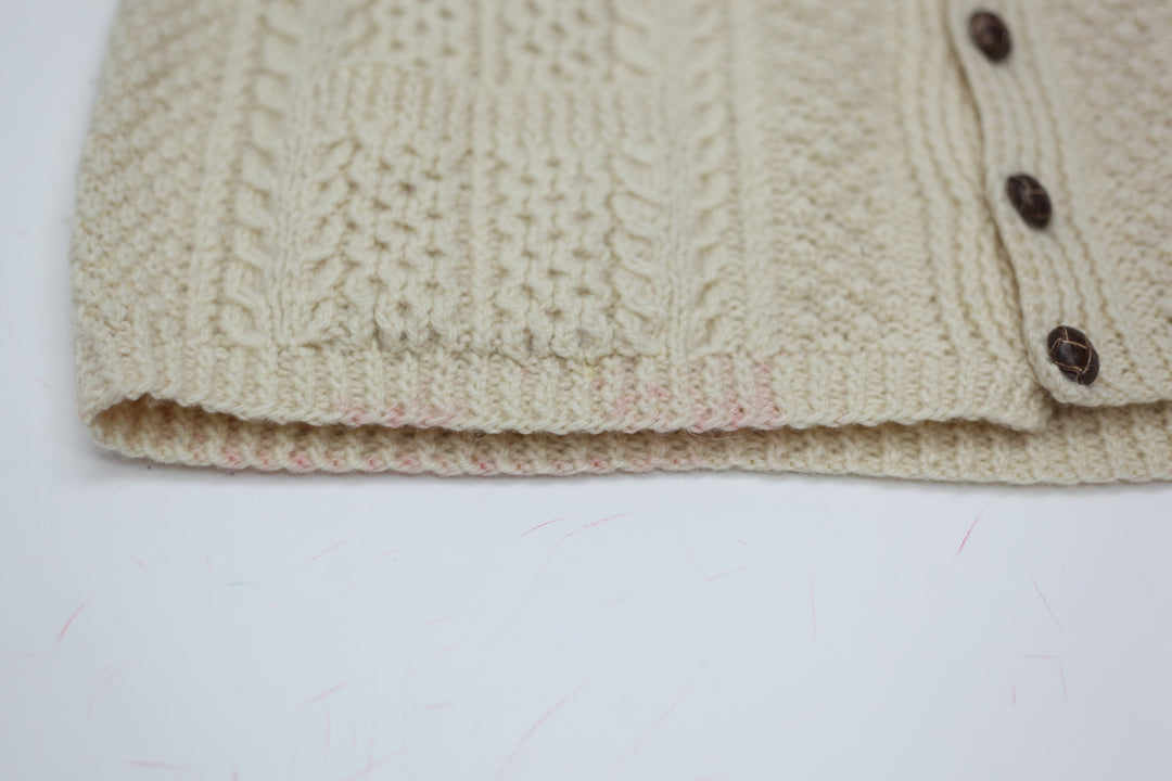 Vintage Irish Cottage Woolen Knitted Sweater Cardigan Ladies