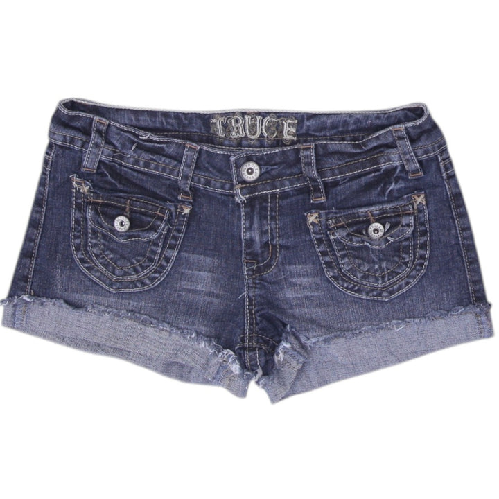 Y2K Ladies Truce Jeans Y2K Low-Rise Denim Cargo Shorts Dark Wash Size 7