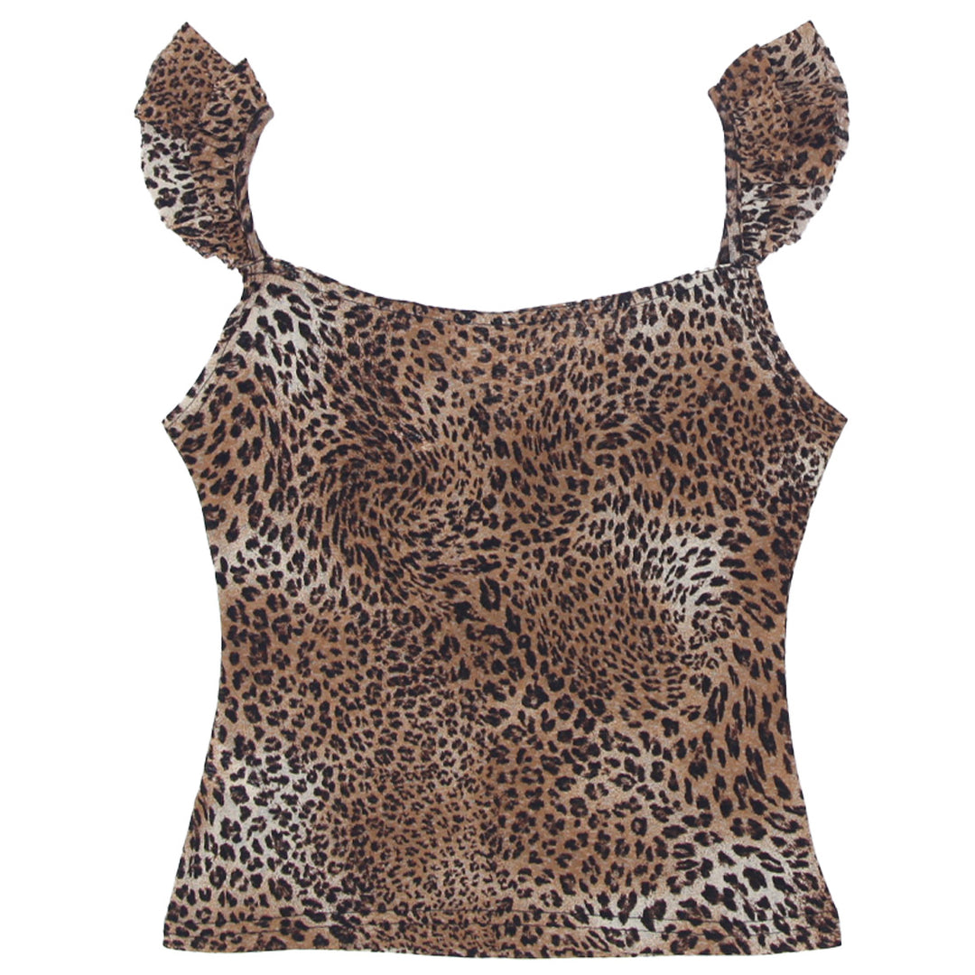 Y2K Leopard Print Ruffled Strappy Top - Fashion Rerun Vintage Migration_Tops