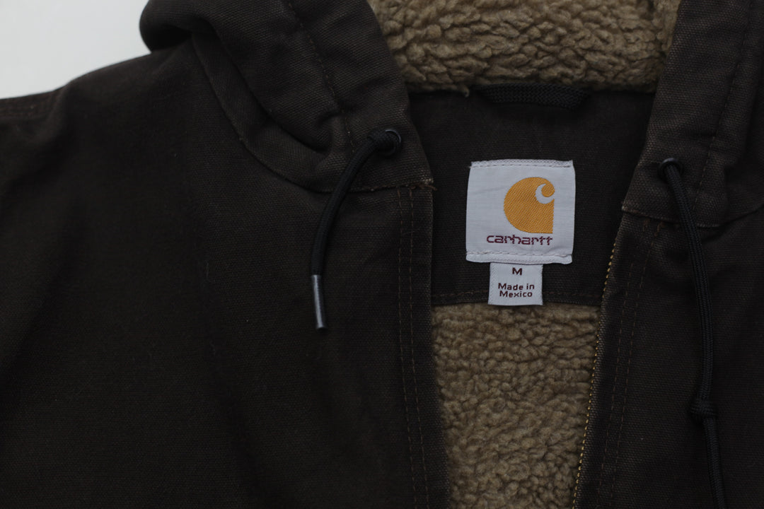 Mens Carhartt J141 DKB Sherpa Lined Dark Brown Irregular Jacket