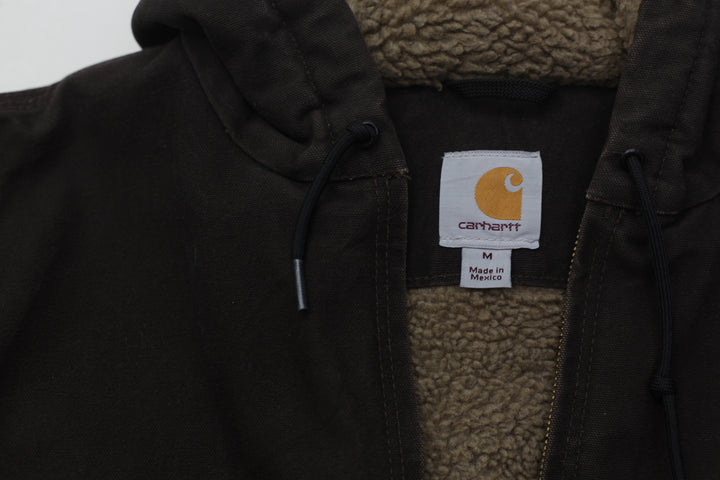 Mens Carhartt J141 DKB Sherpa Lined Dark Brown Irregular Jacket
