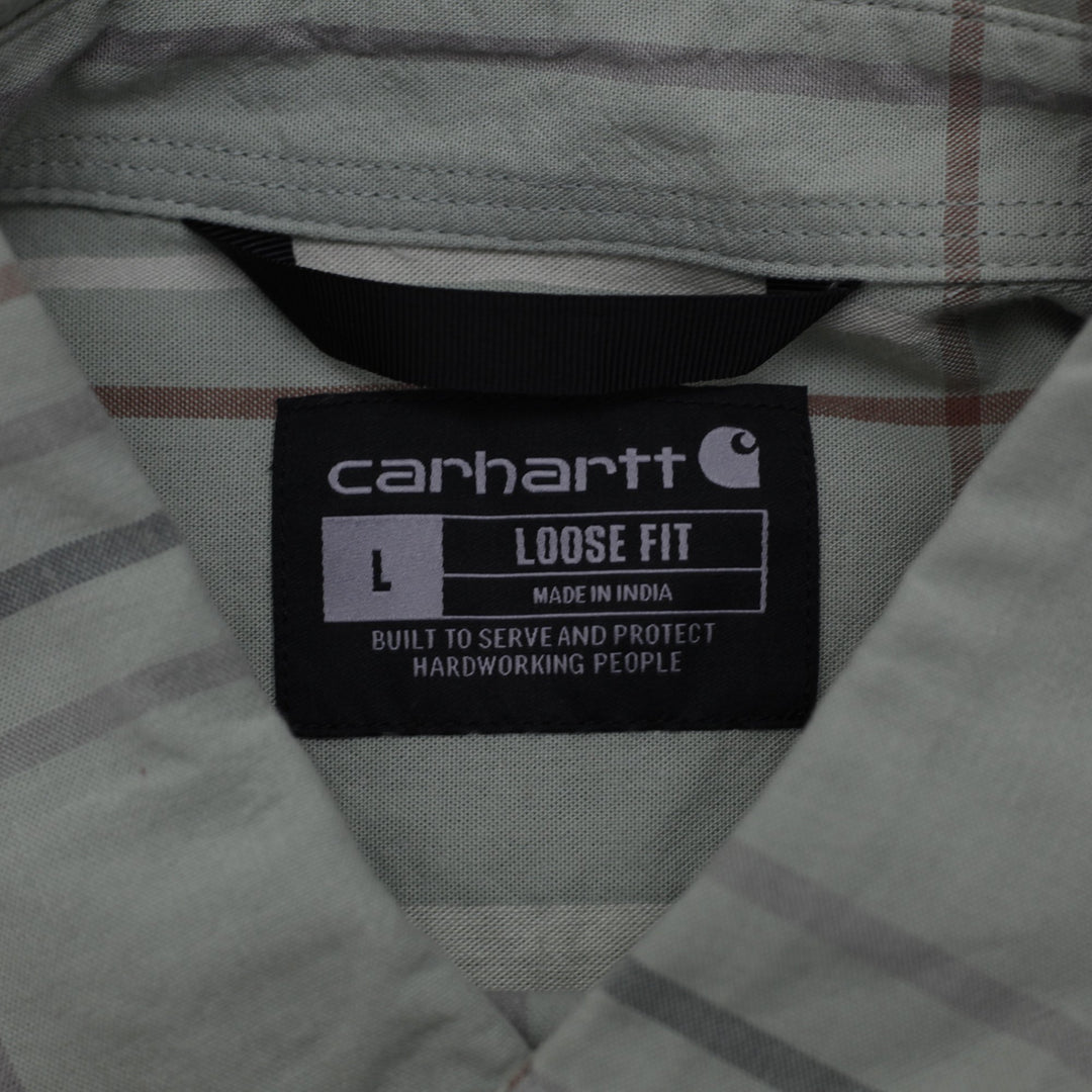 Mens Carhartt Loose Fit Plaid Short Sleeve Button Up Shirt Size L