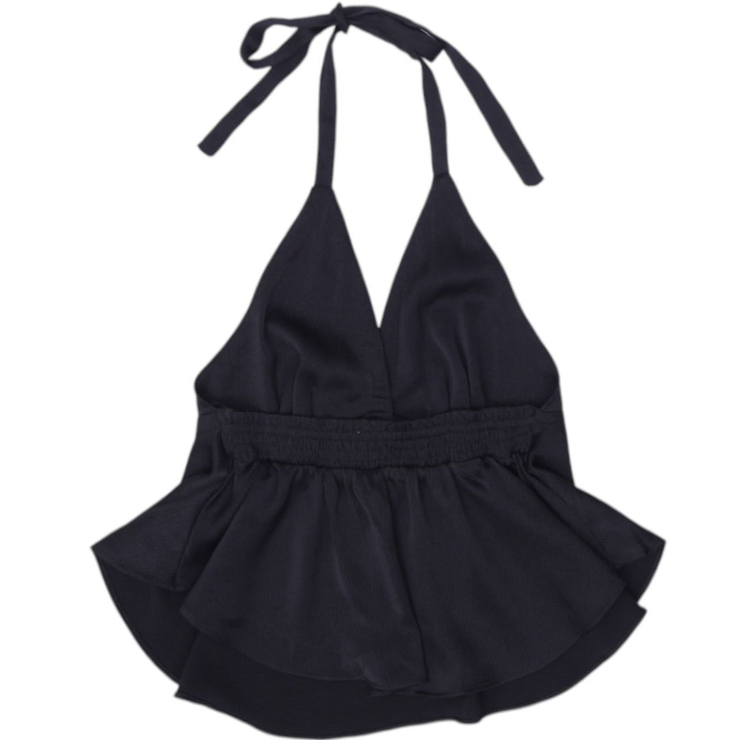 Y2K Ladies Magnolia Sleeveless Chic Casual Halter Top Size M | Migration_Y2K Tops - Side View | Fashion Rerun