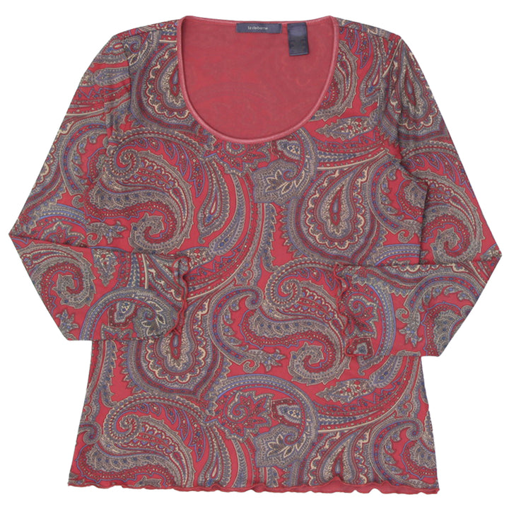 Y2K Ladies Liz Claiborne Long Sleeve Paisley Print Top