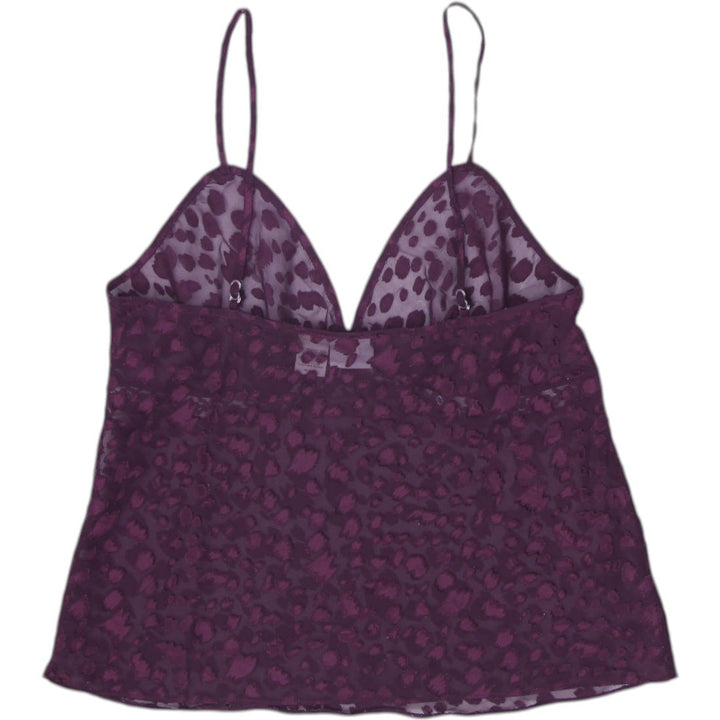 Y2K Ladies Gilligan & O'Malley Sheer Leopard Print Cami Tank Top Plum Purple S