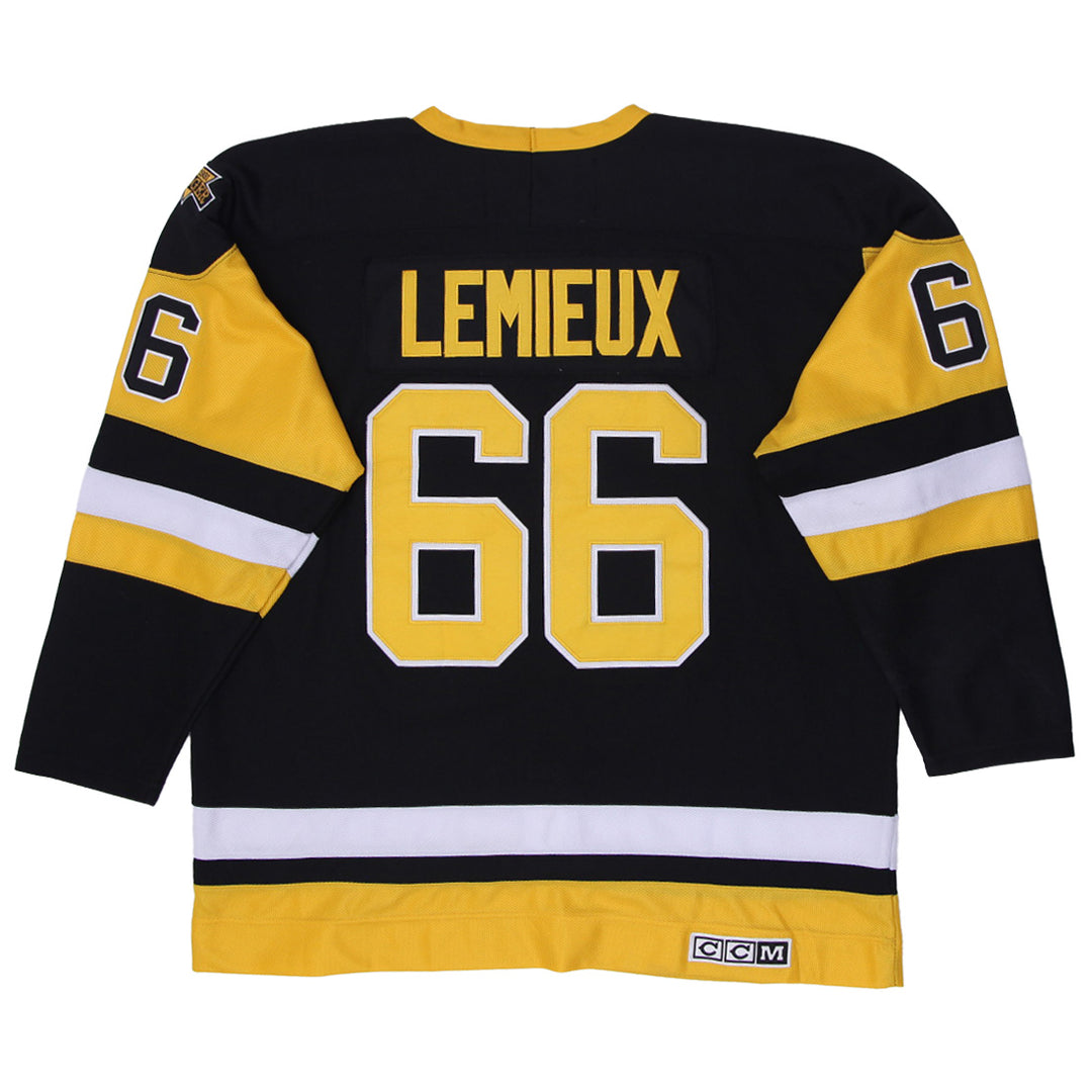 CCM Authentic Mario Lemieux Pittsburgh Penguins NHL Jersey Vintage Black