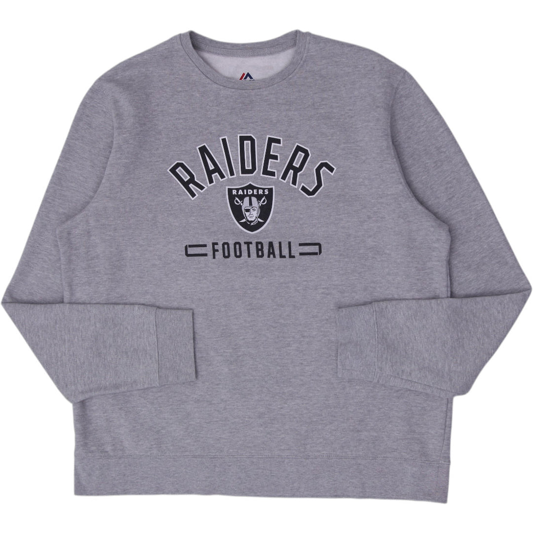 Mens Majestic Las Vegas Raiders Football Gray Crewneck Sweatshirt Size XL