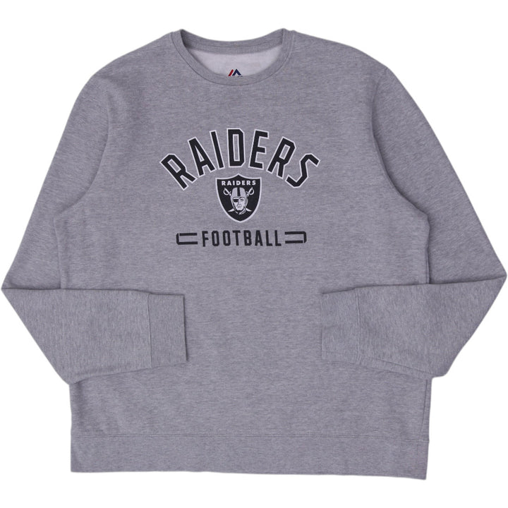 Mens Majestic Las Vegas Raiders Football Gray Crewneck Sweatshirt Size XL