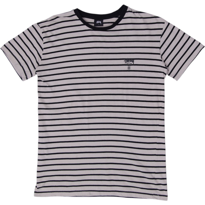 Mens Stussy Striped World Tribe Chest Logo T-Shirt Size S