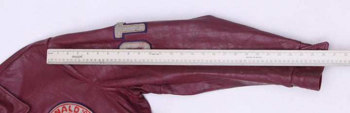 Vintage Leather Varsity Jacket Maroon Football Patched | Migration_Jackets - View 12 | Fashion Rerun