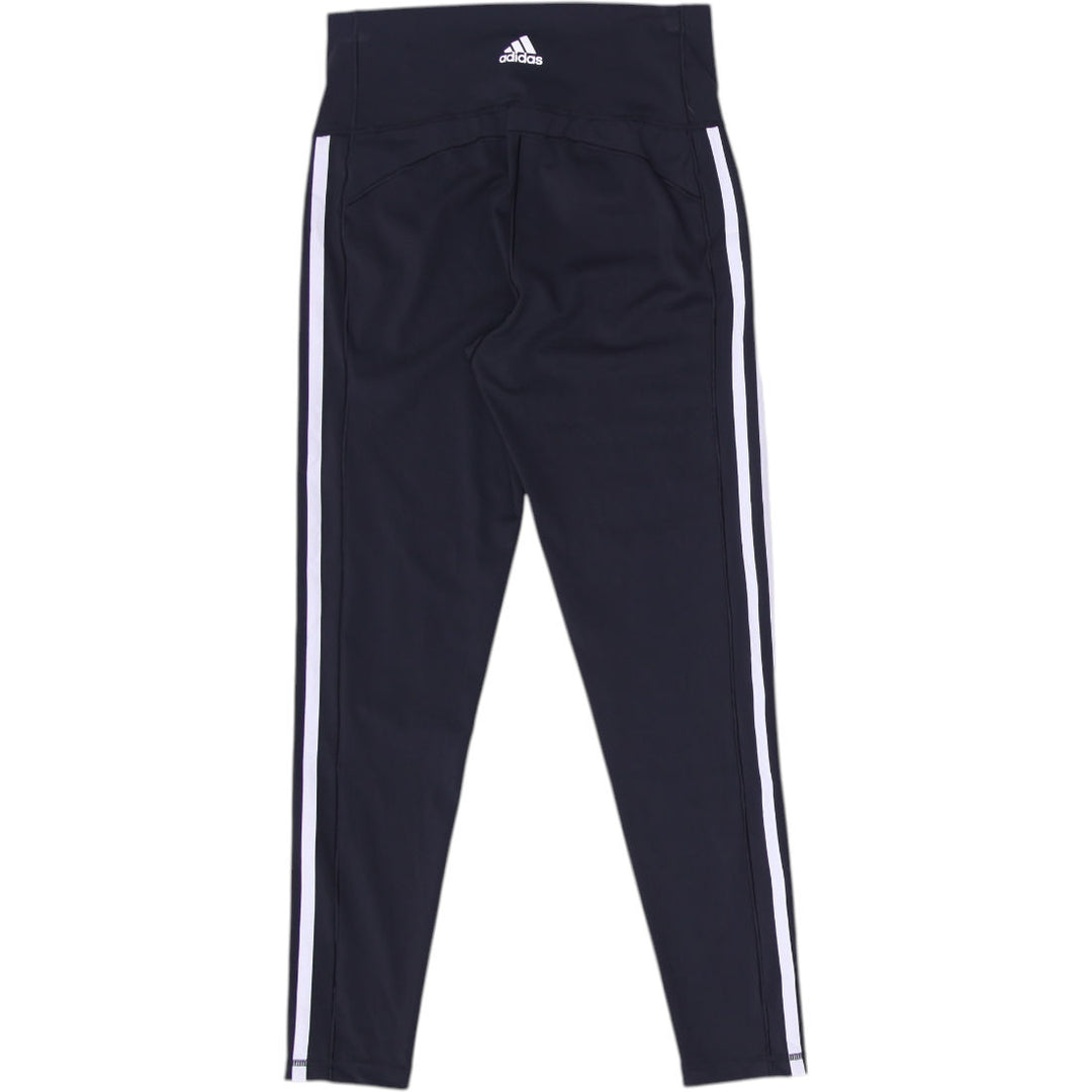 Ladies Adidas Leggings Black Slim Fit Striped Waistband Size M